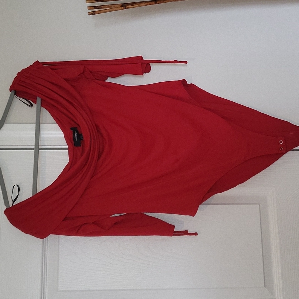 FOREVER 21 Red off the Shoulder Body Suit